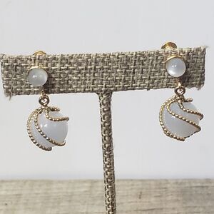 SCREW-BACK Caged Resin Pearl Earrings